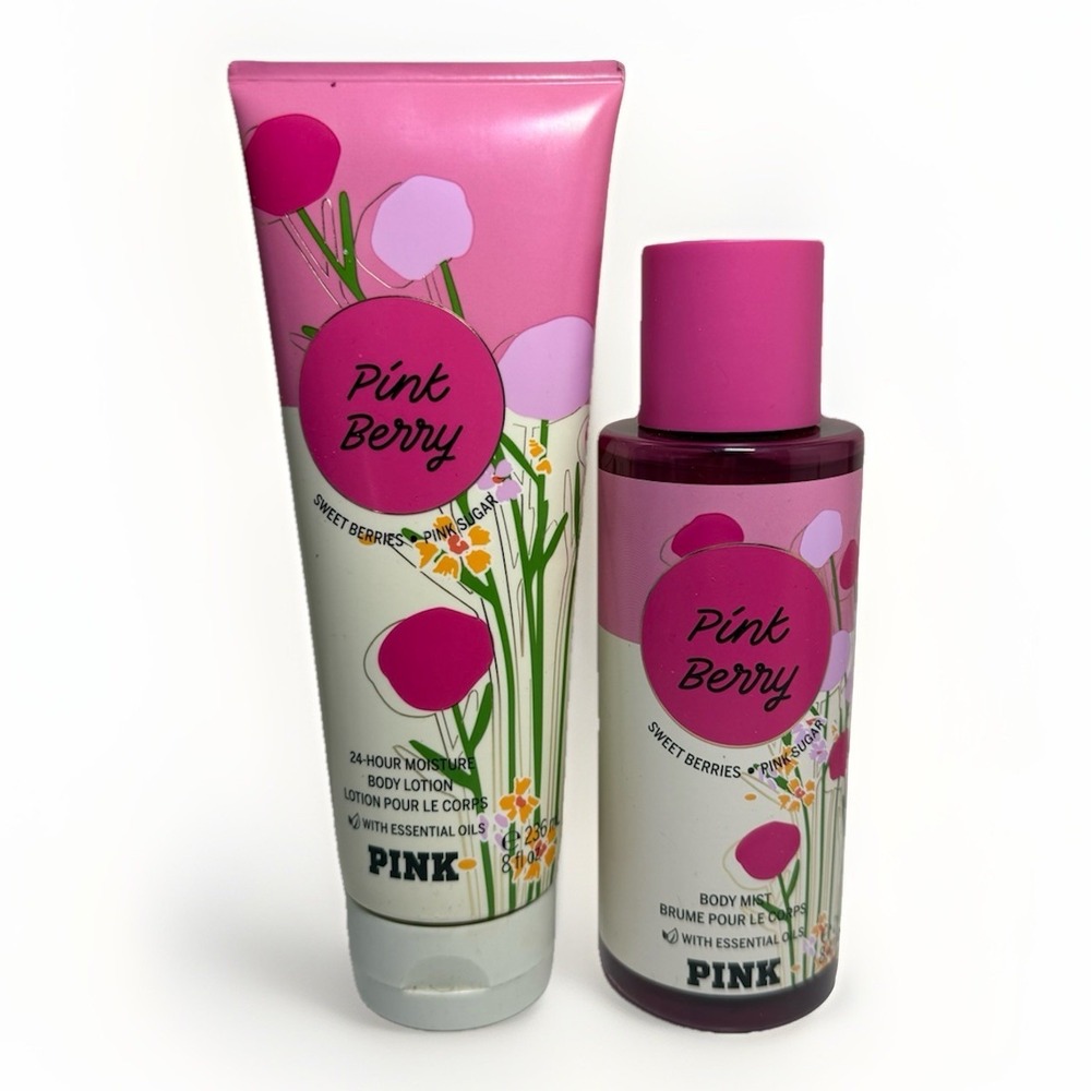 VICTORIA'S SECRET PINK PINK BERRY BODY MIST SPRAY SPLASH 8.4 oz & LOTION